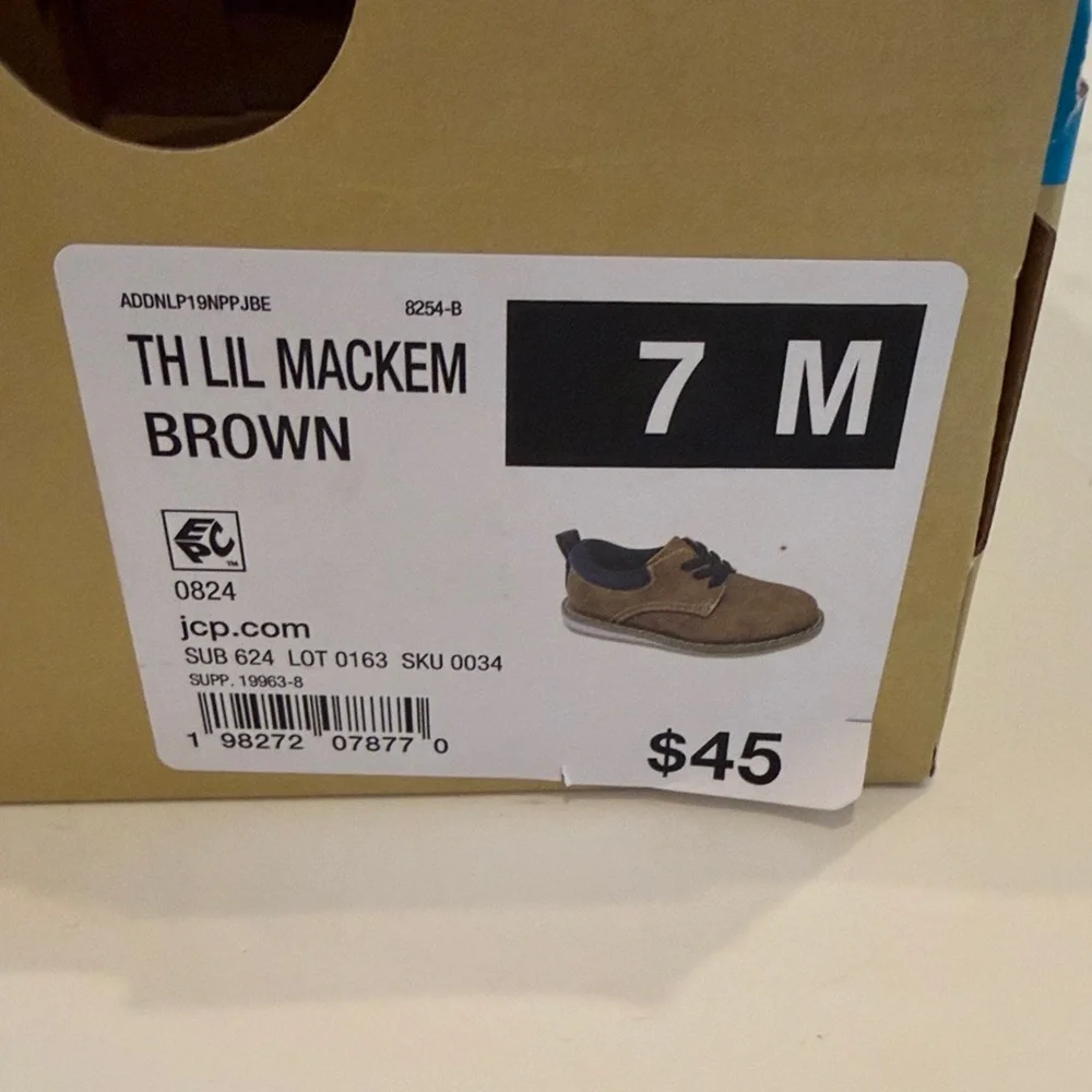 NWT The Lil Mackey Kids Brown Casual Slip on Shoes Size 7M